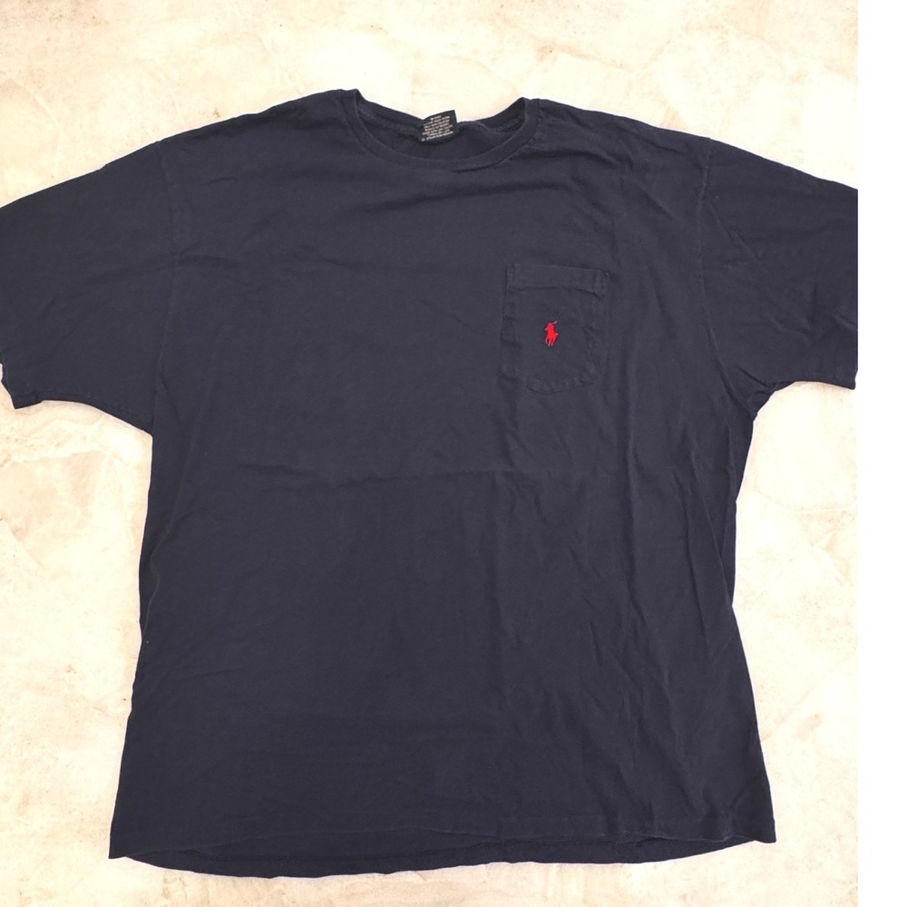 Polo Ralph Lauren Mens XL Navy Blue Pocket T-Shirt Red Pony Logo Cotton T-135